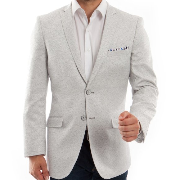 Men's Textured Light Grey Blazer Jacket by Tazio - Picture 7 of 8